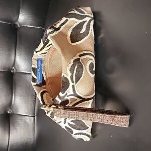 Offhand Designs Black and Tan Tapestry Clutch